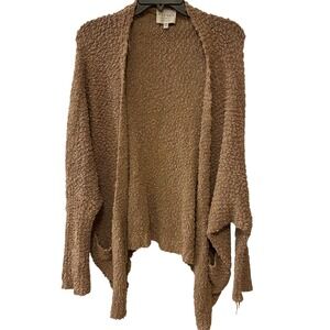 Hayden Los Angeles Tan Textured Knit Open Front Cardigan Sweater S/M Cottagecore